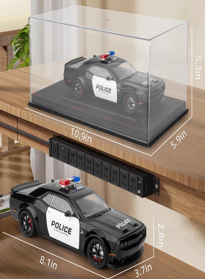 LOVEPOSELY Acrylic Display Case with 1/24 Dodge Challenger SRT Hellcat Police Car, Clear Display Box with Leather Base and Light Strip with Car Park View Panel for Collection Display Decoration - Image 2